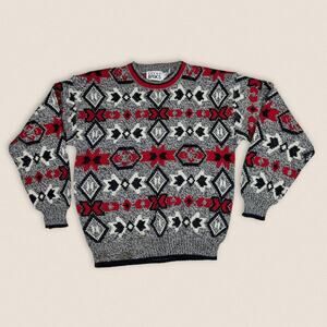 Vintage 90s Grandpa Sweater Crew Neck‎ Acrylic Fair Isle Trend Basics Size Large